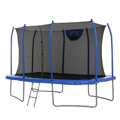 Everfit 12FT Rectangle Kids Trampoline with Basketball Set, Safety Net, UV-Resistant Mat, Galvanised Steel Frame