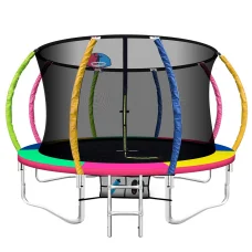 Everfit 12ft Kids Trampoline Rebounder with Safety Net, Basketball Hoop, Heavy-Duty Steel Frame, and UV Protection