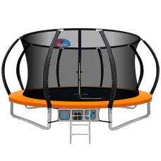 Everfit 12FT Kids Trampoline w/ Safety Net, Ladder, Basketball Set - Heavy-Duty Steel Frame, UV-Resistant, Orange