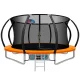 Everfit 12FT Kids Trampoline w/ Safety Net, Ladder, Basketball Set - Heavy-Duty Steel Frame, UV-Resistant, Orange