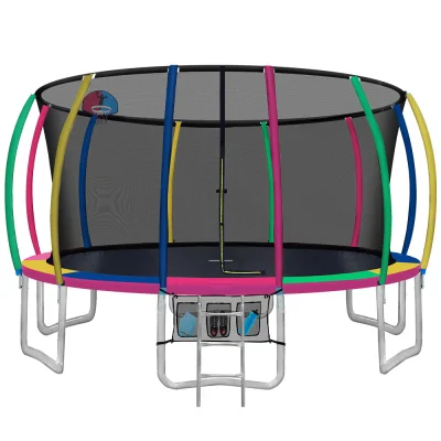 Everfit 16FT Kids Trampoline with Ladder, Safety Net, Basketball Set - Heavy-Duty Steel Frame, UV-Stabilised Padding