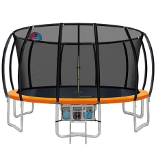 Everfit 16FT Kids Trampoline w/ Ladder, Safety Net, Basketball Set, UV-Tested Steel Frame, Anti-Graze Mat - Orange