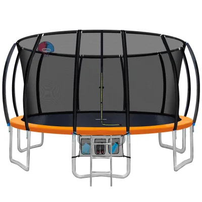 Everfit 16FT Kids Trampoline w/ Ladder, Safety Net, Basketball Set, UV-Tested Steel Frame, Anti-Graze Mat - Orange