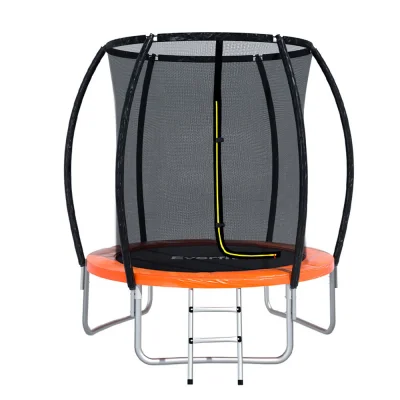 Everfit 6FT Kids Trampoline with Ladder, Safety Enclosure Net, Marine-Grade Steel Frame, UV-Resistant, Orange Everfit 6FT Kids Trampoline with Ladder, Safety Enclosure Net, Marine-Grade Steel Frame, UV-Resistant, Orange