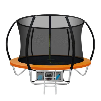 Everfit 8FT Kids Trampoline with Safety Net, Ladder & UV-Tested Anti-Graze Mat - Durable Steel Frame, Orange Rebounder