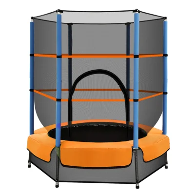 Everfit 4.5FT Kids Trampoline w/ Safety Net & UV-Resistant Mat | Galvanised Frame & Elastic Ropes | Orange | Ages 3-8