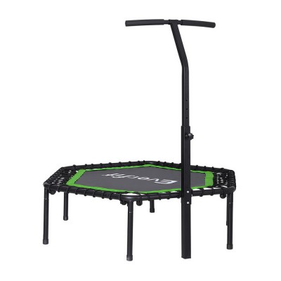 Everfit 48-Inch Hexagon Fitness Trampoline with Adjustable Foam Handrail, Steel Frame, Safe for Ages 12+, Green