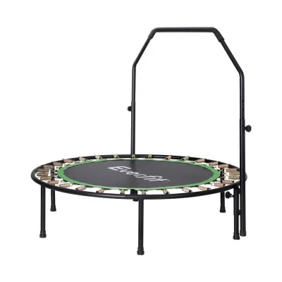 Everfit 48" Round Fitness Trampoline with Adjustable Handrail - Heavy-Gauge Steel Frame & Anti-Slip Feet - Green
