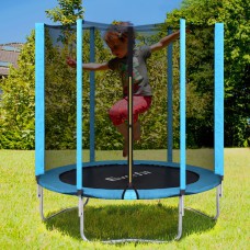 Everfit 6FT Kids Trampoline with Safety Net, UV-Stabilised Padding, Heavy-Duty Steel Frame, Blue, 50kg Capacity