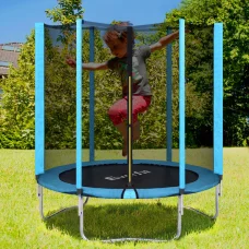 Everfit 6FT Kids Trampoline with Safety Net, UV-Stabilised Padding, Heavy-Duty Steel Frame, Blue, 50kg Capacity