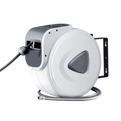Giantz 10m Retractable Air Hose Reel, Wall Mount, 180° Swivel, UV-Resistant PVC, Auto Rewind, Quick-Connect Fittings