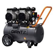 Giantz 50L Air Compressor Oil-Free 3.0HP Quiet Portable Electric Inflator, 200L/min, Steel Tank, 116PSI, Twin Motors