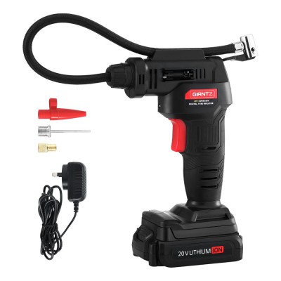 Giantz 20V Electric Portable Air Compressor, 120PSI Rechargeable Inflator with LED Light, Digital Display, Black Giantz 20V Electric Portable Air Compressor, 120PSI Rechargeable Inflator with LED Light, Digital Display, Black