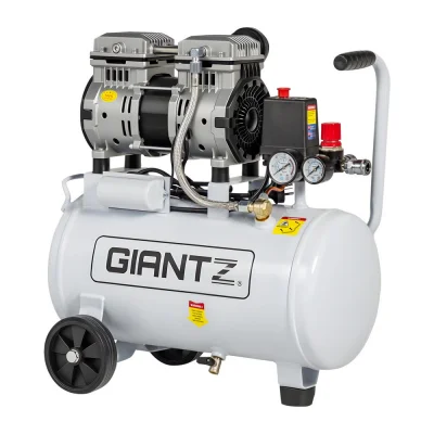 Giantz 24L Steel Air Compressor, 0.75HP Oil-Free, Quiet 58dB, Portable Tyre Inflator with 115PSI & 40