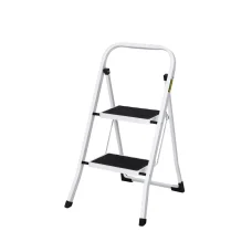 Giantz 2 Step Ladder - Lightweight Steel, Foldable, Non-Slip, Foam Handle, 150kg Capacity, Black/White, 1-Year Warranty