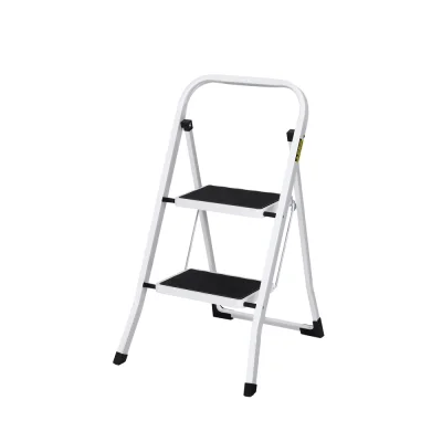 Giantz 2 Step Ladder - Lightweight Steel, Foldable, Non-Slip, Foam Handle, 150kg Capacity, Black/White, 1-Year Warranty