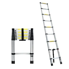 Giantz 2.6M Telescopic Ladder - Premium Aluminium, Extendable, Rust-Resistant, Non-Slip, Space-Saving, Easy Carry