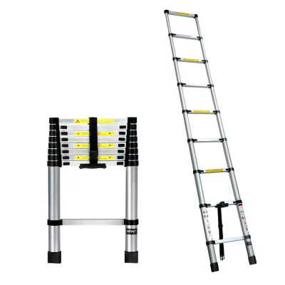 Giantz 2.6M Telescopic Ladder - Premium Aluminium, Extendable, Rust-Resistant, Non-Slip, Space-Saving, Easy Carry