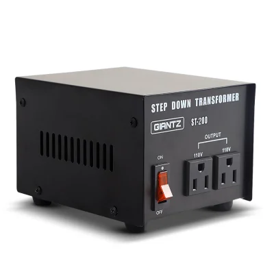 Giantz 200W Step Down Transformer 240V to 110V Converter | Pure Sine Output | Ultra Quiet & Portable with Bonus Fuses