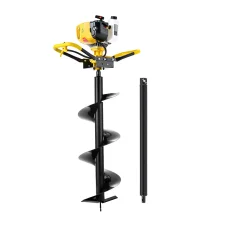 Giantz 74CC Heavy Duty Post Hole Digger, 300mm Petrol Auger Drill, 1.8m Max Depth, Steel, Anti-Vibration Handle