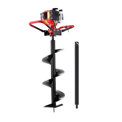 Giantz 65CC Post Hole Digger 300mm Heavy Duty Steel Auger with 80cm Extension, Petrol Engine, Anti-Vibration Handle