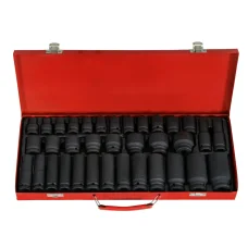 Giantz 35pcs 1/2" Drive Impact Socket Set Metric 8-32mm Chrome Vanadium Steel, 6-Point, Heavy Duty with Case