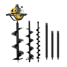 Giantz 82CC Petrol Post Hole Digger – Heavy Duty Steel, 3 Auger Bits, 2 Extensions, Anti-Vibration, 3m Depth