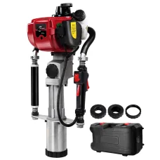 Giantz 38CC 4-Stroke Petrol Post Driver, 2-Tonne Impact, 80mm Capacity, Vibration Control, Red, with Carry Case