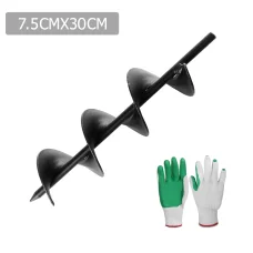 GIANTZ Heavy-Duty Steel Power Garden Auger, 7.5x30cm, Black - Ideal for Efficient Planting on Various Grounds