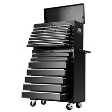 Giantz 17-Drawer Steel Tool Box Cabinet Chest & Trolley, Black - Lockable, Ball-Bearing Slides, 360° Castor Wheels Giantz 17-Drawer Steel Tool Box Cabinet Chest & Trolley, Black - Lockable, Ball-Bearing Slides, 360° Castor Wheels
