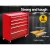 Giantz Red 5 Drawer Steel Tool Box Cabinet Chest Trolley, 75kg Capacity, Lockable, Non-Slip Liners, 360° Castor Wheels