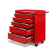 Giantz Red 5 Drawer Steel Tool Box Cabinet Chest Trolley, 75kg Capacity, Lockable, Non-Slip Liners, 360° Castor Wheels