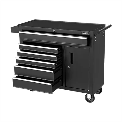 Giantz 6 Drawer Tool Box Chest Cabinet, Steel Garage Storage Organiser with Lock, Wheels, 81.5cm x 33cm x 65cm