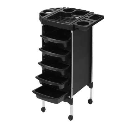 Embellir Salon Trolley Cart, Plastic, 36x42x90.5cm, Black, 6-Tier Beauty Storage with Wheels, Hairdressing Tray
