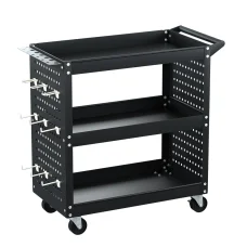 Giantz 3-Tier Tool Cart Storage Trolley, Steel, 150kg, Pegboard Hooks, Screwdriver Bay, 79x35.5x77cm,