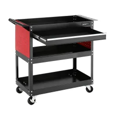 Giantz 100kg Tool Trolley Cart: Steel Rolling Cabinet with Drawers & Pegboard, 83x78x35cm, Black & Red, Garage Organiser
