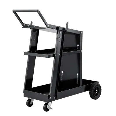 Giantz Heavy-Duty Steel Welding Trolley Cart - 100kg Capacity, Black, 81x36x70cm for MIG TIG Plasma Cutter Mobility