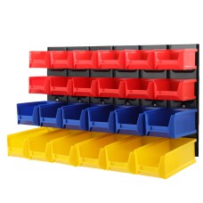 Giantz 24-Bin Wall Mounted Storage Rack with Louvred Steel Backboard, Adjustable Bin Sizes, and Easy Installation