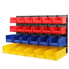 Giantz 24-Bin Wall Mounted Storage Rack with Louvred Steel Backboard, Adjustable Bin Sizes, and Easy Installation