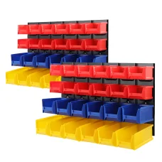 Giantz 48-Bin Wall Mounted Storage Rack with Durable Steel Backboard, Adjustable Layout, and Easy Access Detachable Bins