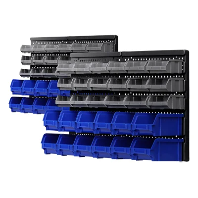 Giantz 60 Storage Bin Rack Wall Mounted Organiser | Heavy-Duty Pegboard System | Detachable Bins & Labeling Features