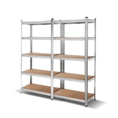 Giantz 2x1.8M Silver Garage Shelving - Heavy-Duty, Adjustable Steel Storage Rack with 200kg Capacity Per Tier, 5 Shelves