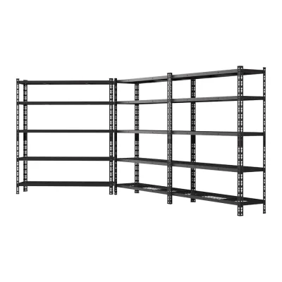3 x 1.8M Giantz Garage Shelving Warehouse Rack, 5-Tier Heavy Duty Steel Storage, 150kg/Shelf, Adjustable, Black