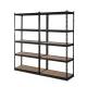 Giantz 2x1.5M Heavy-Duty Garage Shelving Rack - 150kg/Tier, Adjustable Steel Frame, MDF Boards, Matte Black