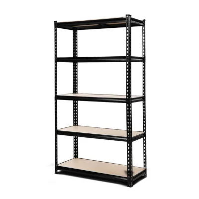 Giantz 1.5M Heavy-Duty Black Steel Garage Shelving Rack with Adjustable Beams, 750kg Capacity, Easy Assembly