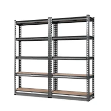 Giantz 2x1.5M Steel Shelving Unit - Heavy-Duty 5-Tier Adjustable Storage Rack, 750kg Capacity, Matte Charcoal, Boltless
