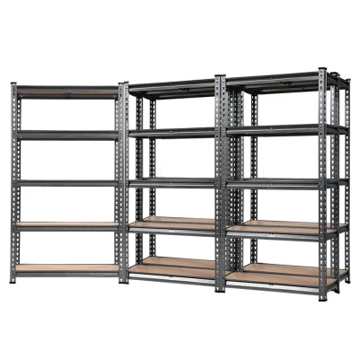 Giantz 5x1.5M Heavy-Duty Adjustable Garage Shelving Rack - Steel Construction, 750kg Capacity, Charcoal Finish