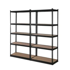 Giantz 2-Pack 2x1.8M Garage Shelving Unit, Heavy-Duty Black Steel Rack, 1000kg Capacity, Adjustable Boltless Design