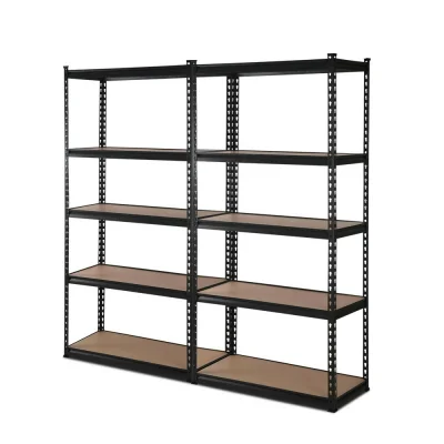 Giantz 2-Pack 2x1.8M Garage Shelving Unit, Heavy-Duty Black Steel Rack, 1000kg Capacity, Adjustable Boltless Design