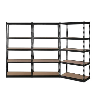 Giantz 3x1.8M Heavy-Duty Steel Garage Shelving Rack, Adjustable 5-Tier Storage, 1000kg Capacity, Matte Black